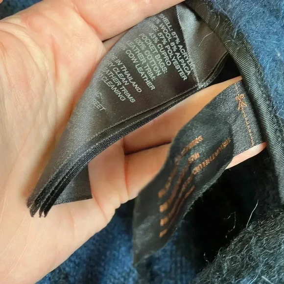 Coach New York blue black plaid wool alpaca cape belted belt hooded  hood jacket - Picture 11 of 11